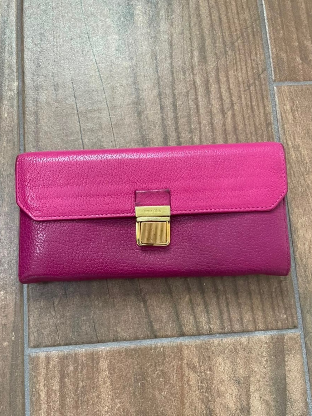 Miu Miu Bicolor Madras Leather Wallet
